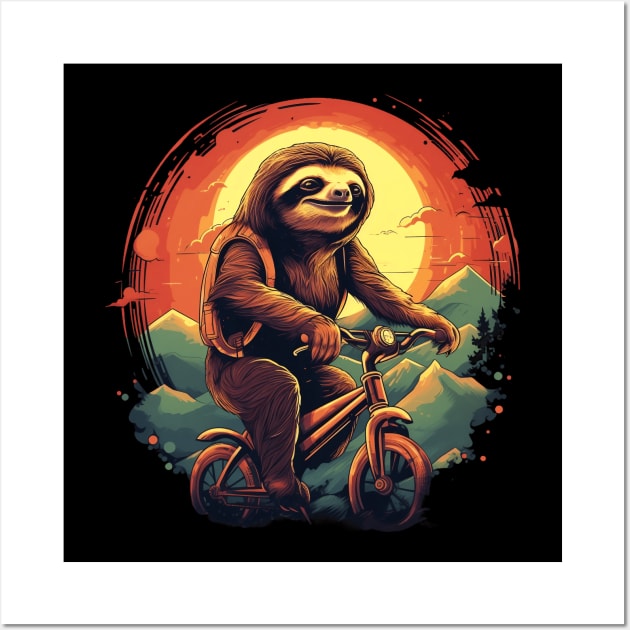 Happy Sloth Bicycle Team Wall Art by origato